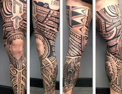 Unique Tribal Thigh Tattoo