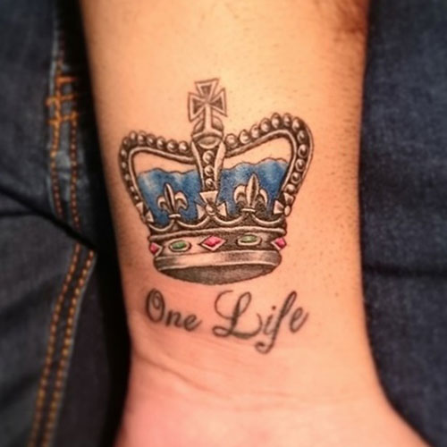 Crown Wrist Tattoos with Quote