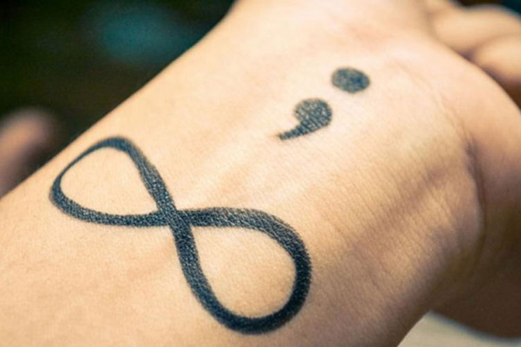 Meaningful Depression Suicide Semicolon Tattoo on Wrist