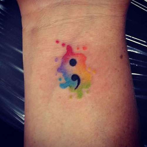 Cute Colorful Semicolon Tattoo