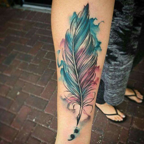 Feather Semicolon Tattoo