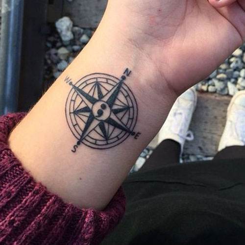 Unique Compass Semicolon Tattoo For Good Mental Health