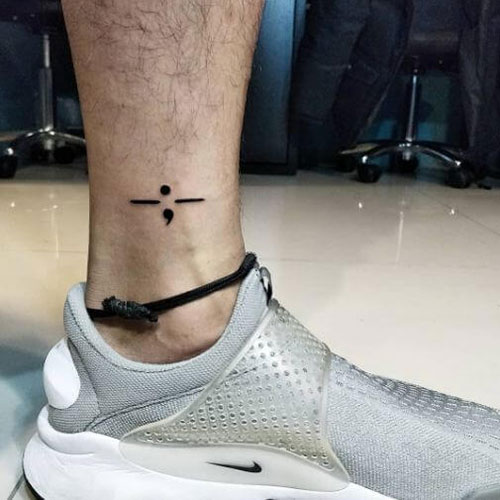 Simple Semicolon Tattoo For Men on Ankle