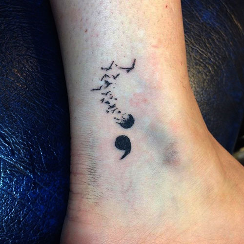 Unique Semicolon Tattoo Ideas on Ankle