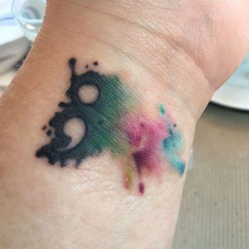 Colorful Semicolon Tattoo
