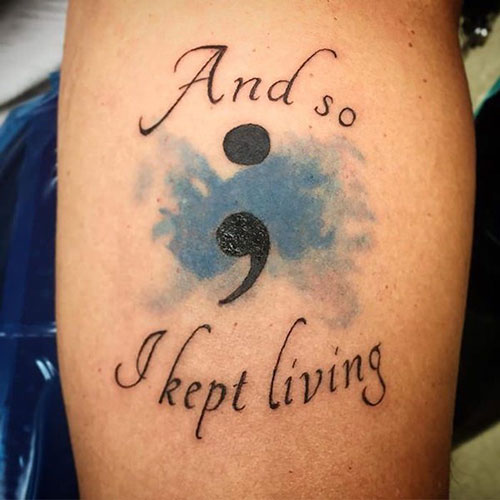 Cute Meaningful Semicolon Tattoo For Depression