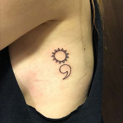 Best Sun and Semicolon Tattoo For Good Mental Health