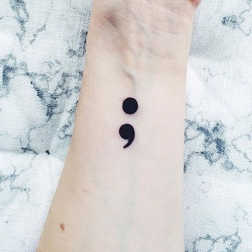 Trendy Minimialist Mental Health Semicolon Tattoo