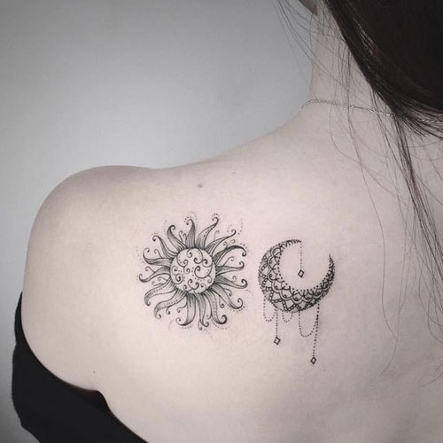 Sun and Moon Tattoo Ideas For Girls