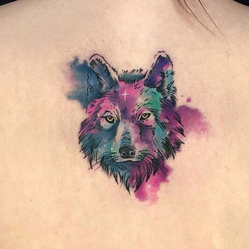 Watercolor Wolf Tattoo Ideas For Girls