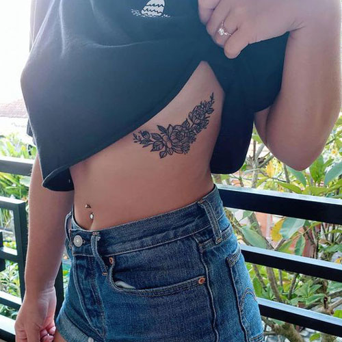 Sexy Flower Rib Tattoos For Women